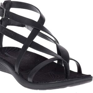 MERRELL DUSKAIR SEAWAY THONG LTR - Black Strappy Leather Sandal. Vacation. New
